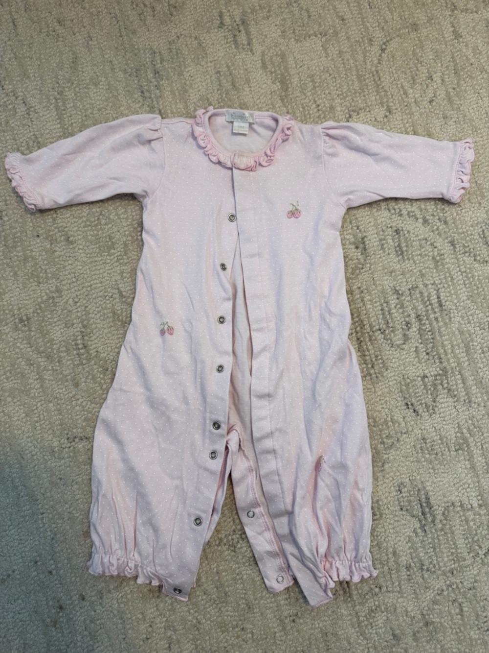 Kissy Kissy Light Pink Infant Footed Romper with Ruffle Collar